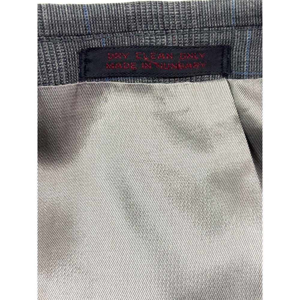 vtg 90s Andre Villard 44S 38x27 2pc Pant Suit Wool Gray Glen Plaid Pleated - Picture 4 of 16